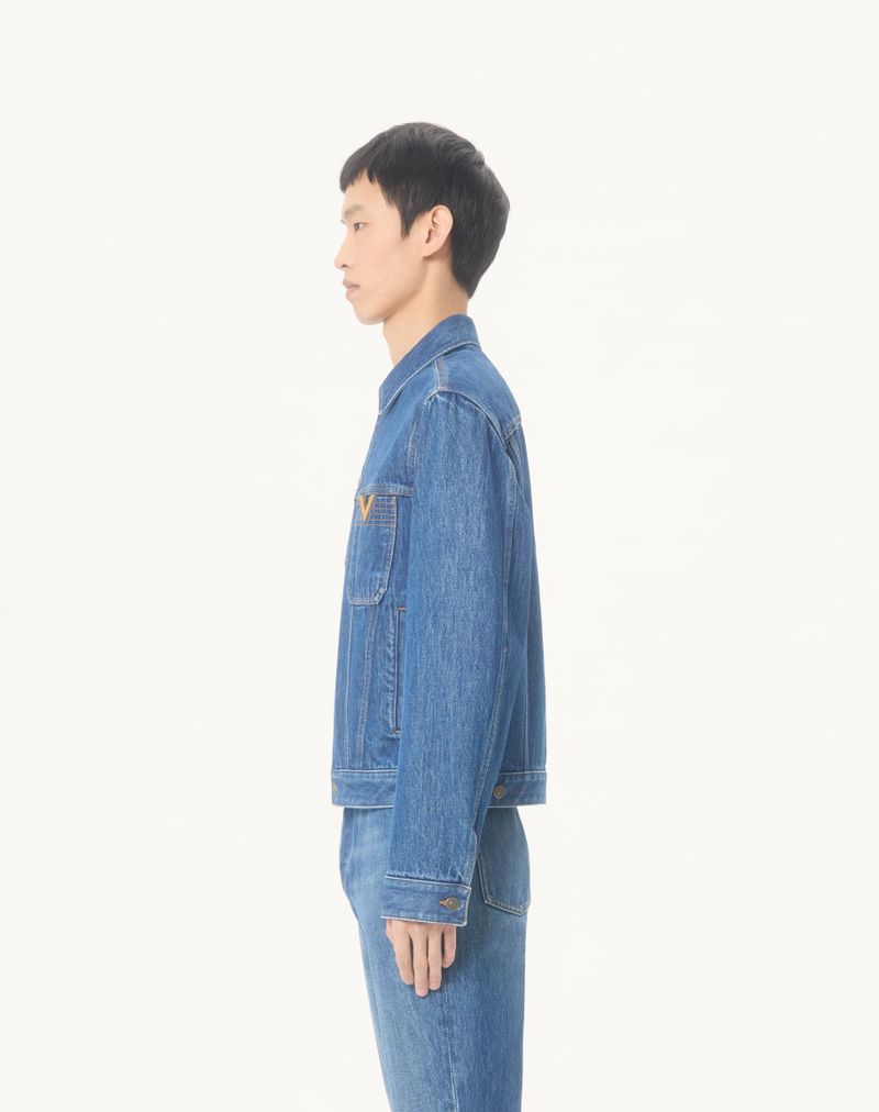 Valentino denimjack met V-gouden accenten