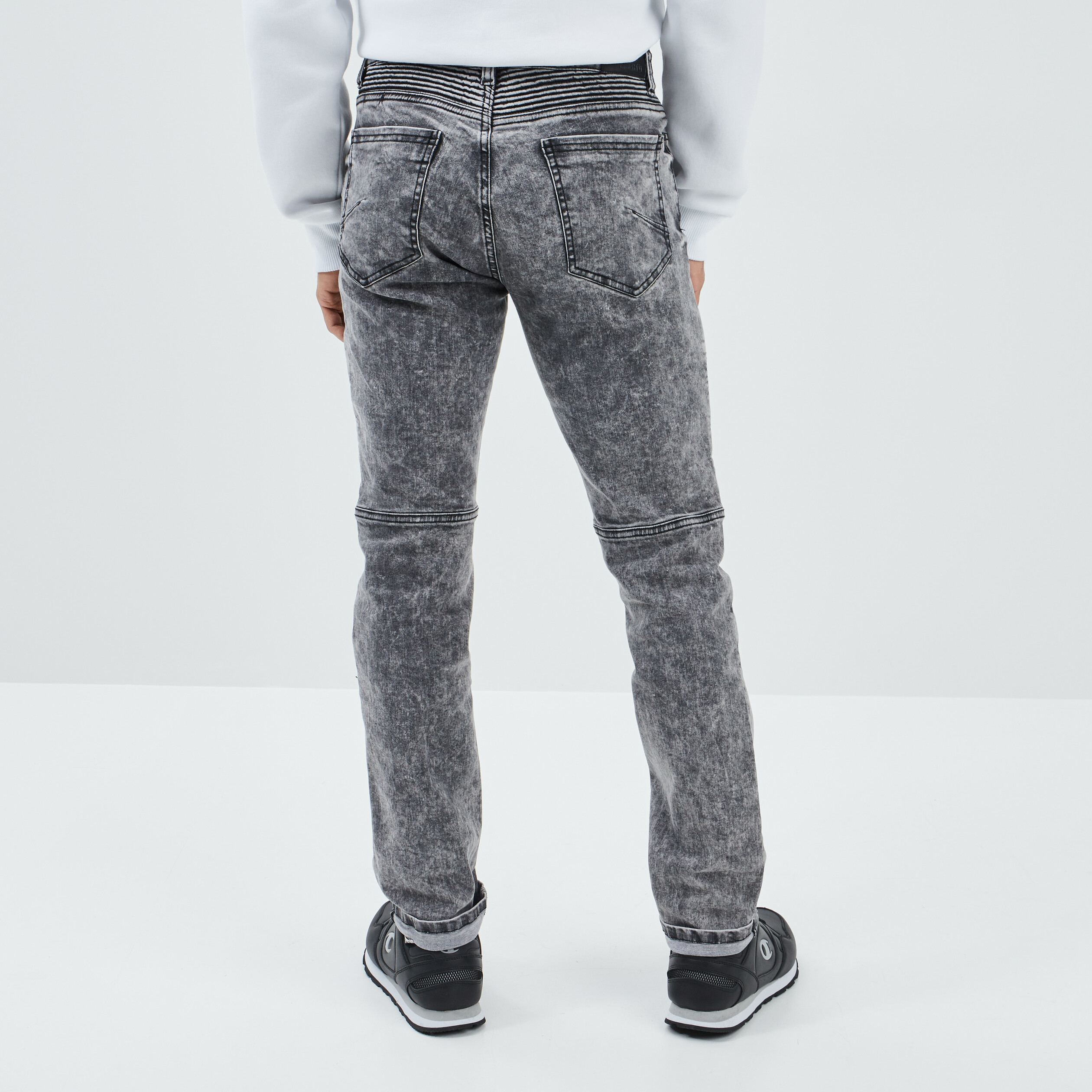 Jeans straight détails biker noir homme | La Halle