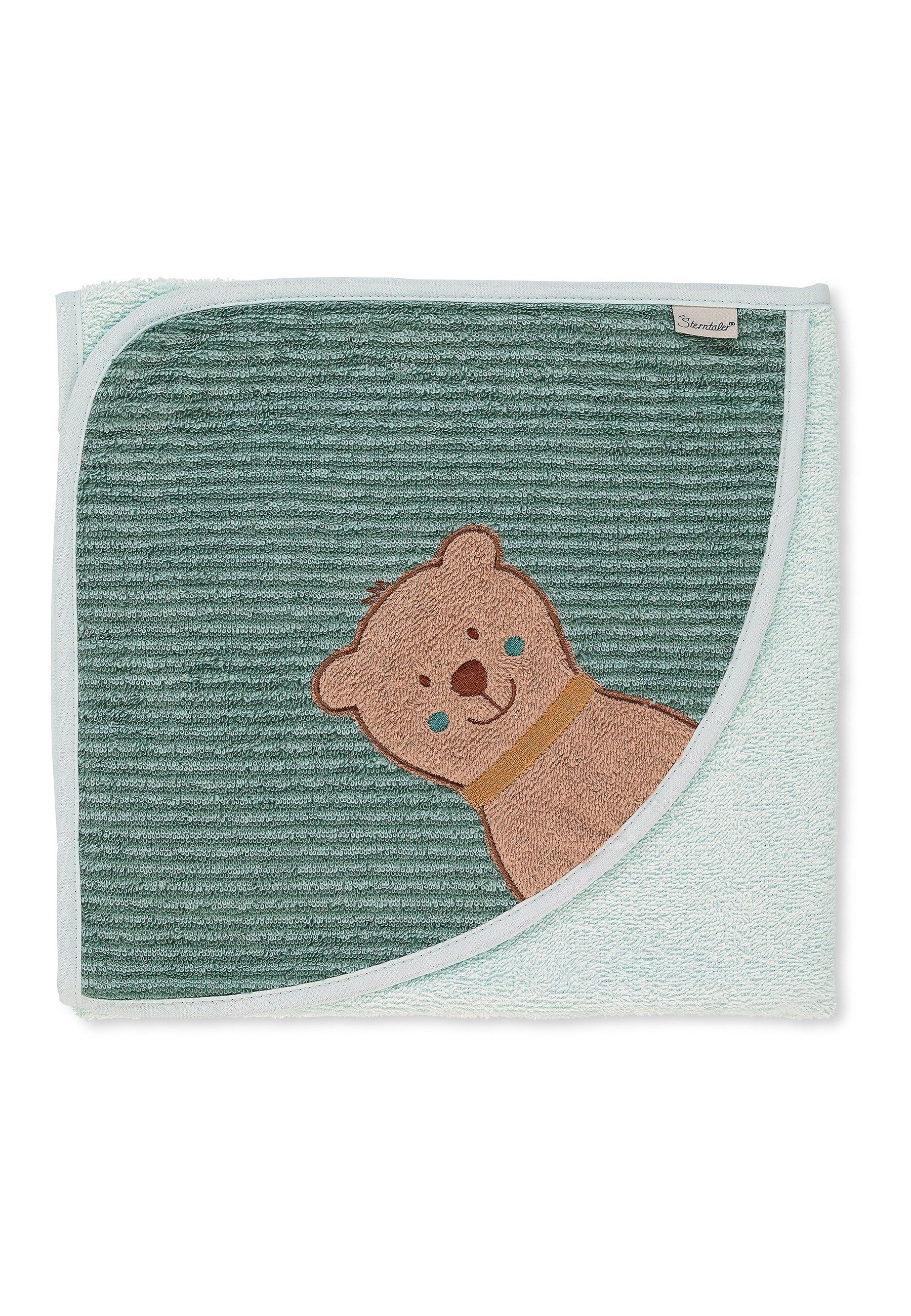 Badetuch 80x80 Bär Ben in Mittelgrün