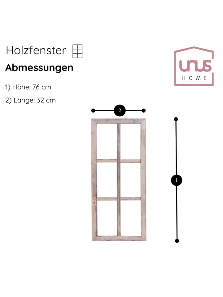 UNUS Holzfenster Dekoration Altholz in Weiß günstig kaufen onesize