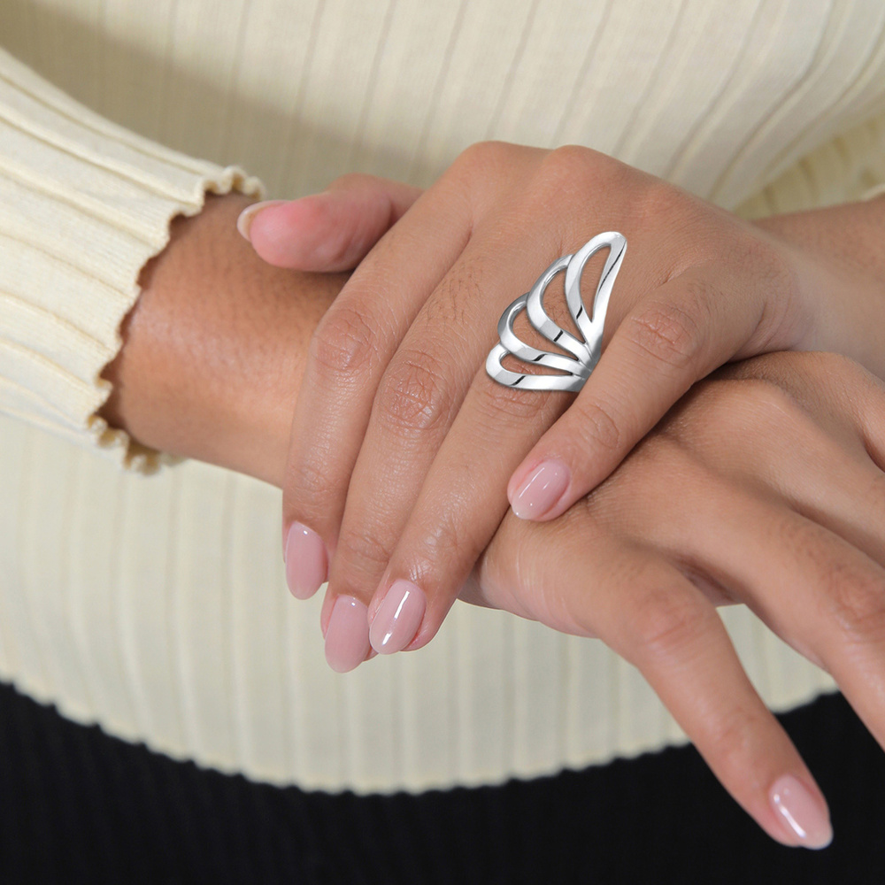 Nenalina Nenalina Bague Femmes déclaration basique vague géo en argent sterling 925 Bague