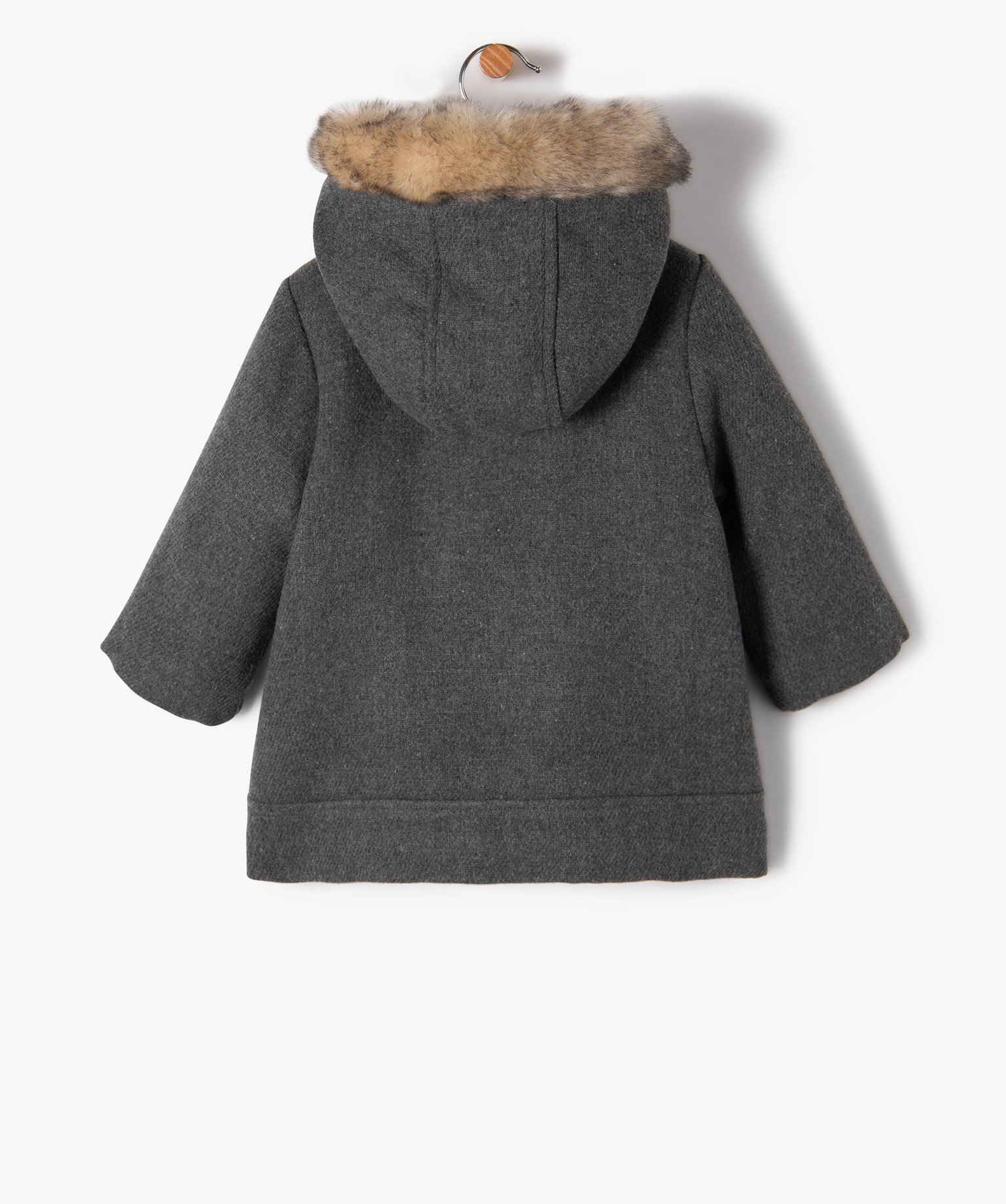 Manteau bébé fille doublé à capuche gris fonce | GEMO