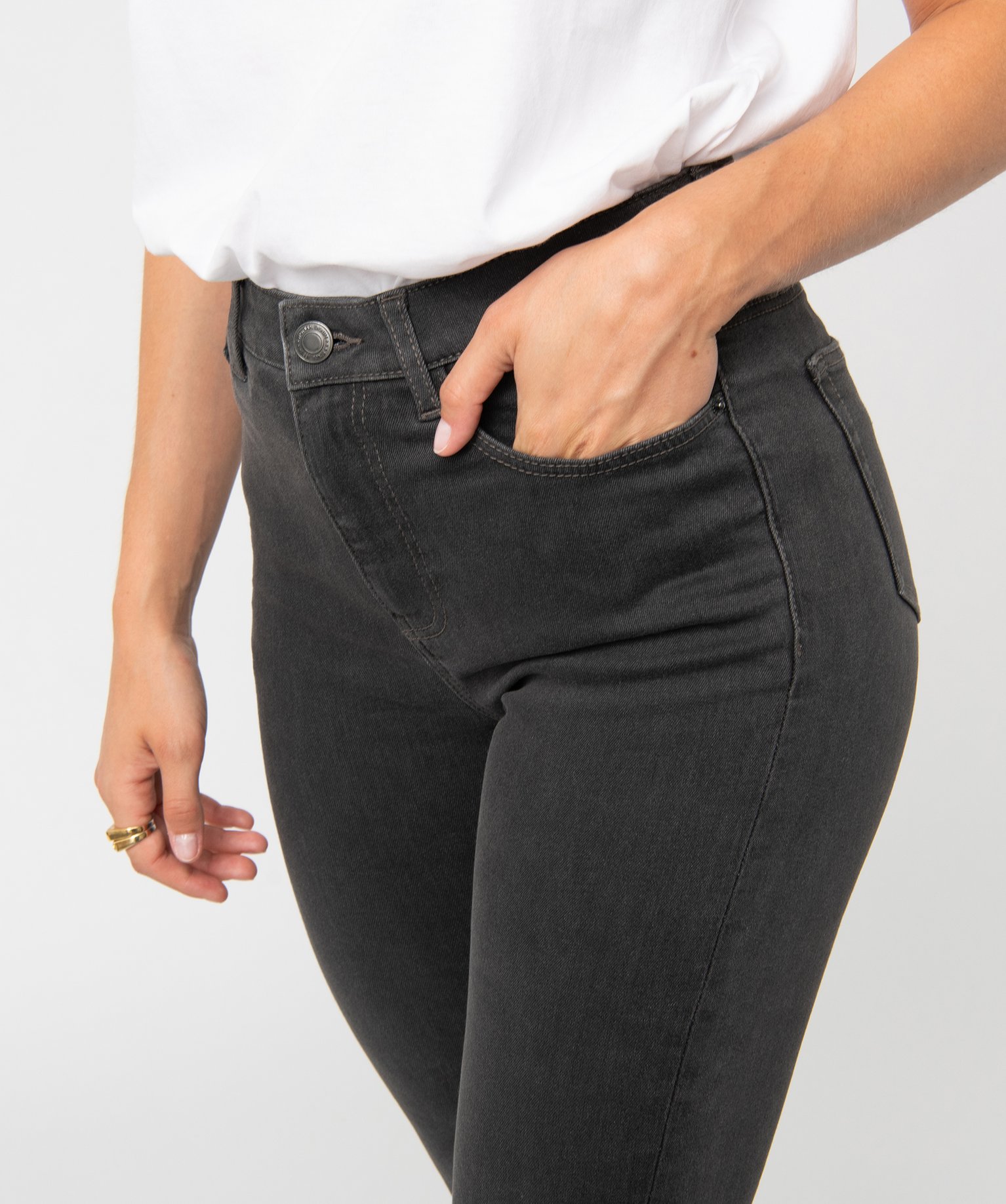 Jean femme coupe Slim taille haute – L26 grey | GEMO