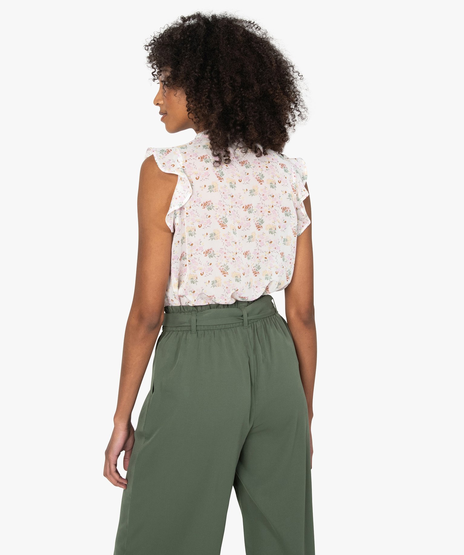 Blouse femme en voile sans manches imprime | GEMO