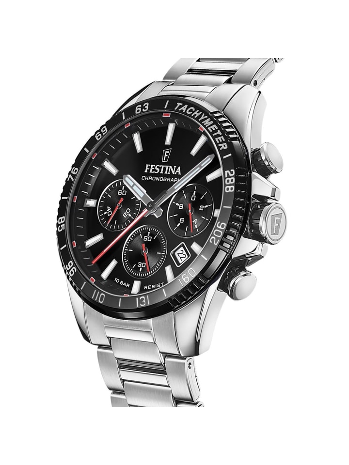 Festina Herrenuhr Chronograph Stahl/Schwarz günstig kaufen onesize