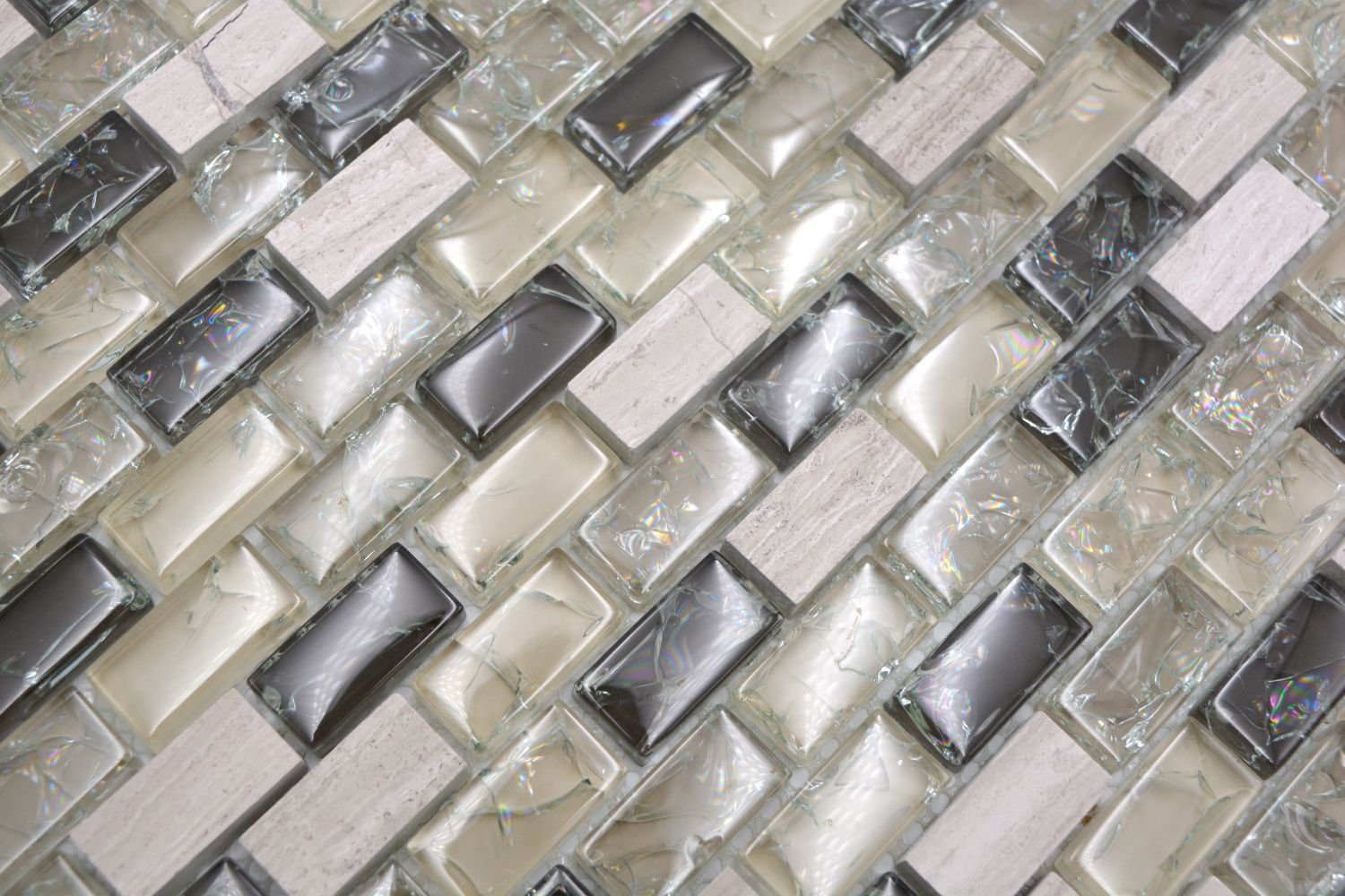 Mosani Mosaikfliesen Mosaik Stäbchen Verbund Naturstein Mosaikfliese graugrün