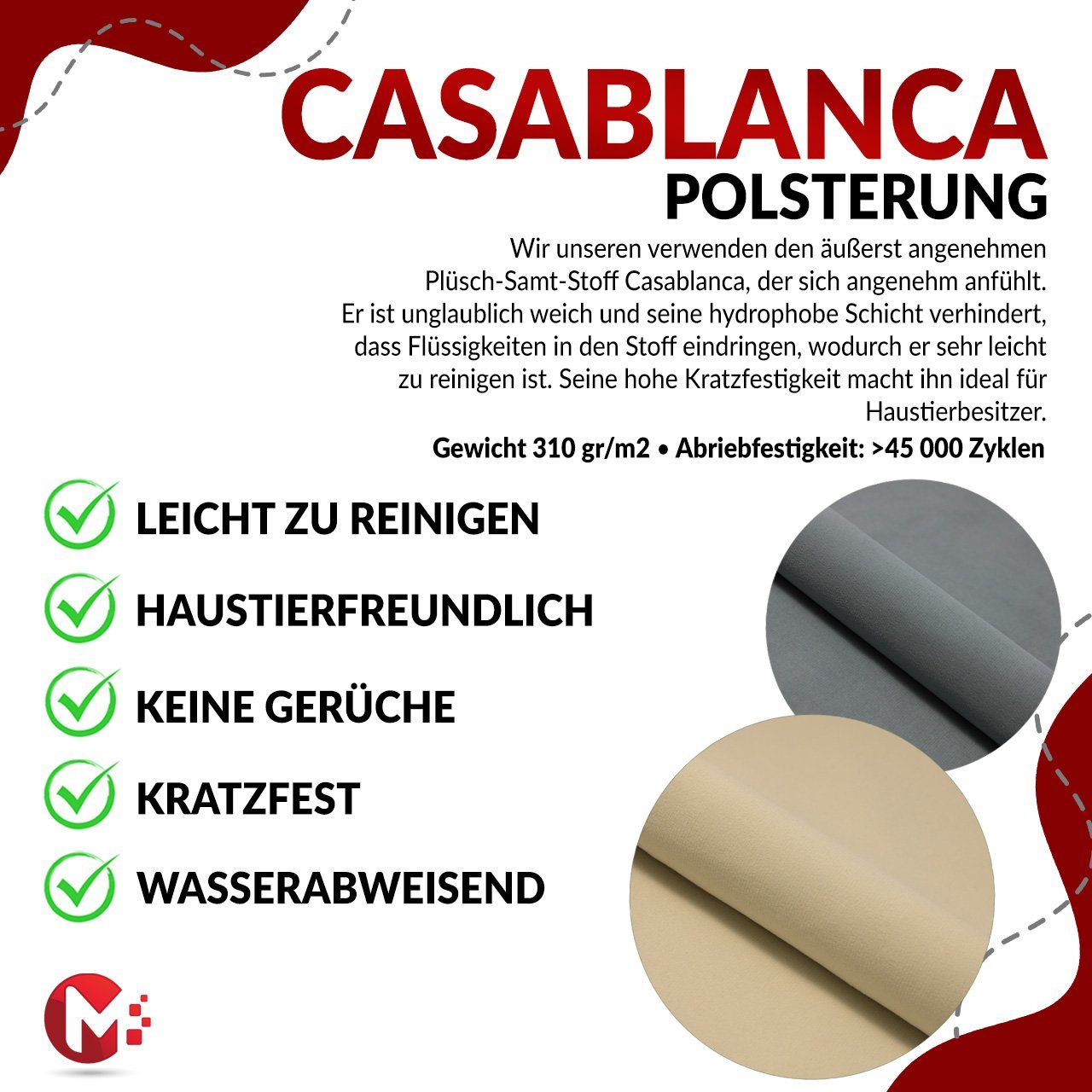MKS MÖBEL Sofa PIRS-3 Sitzer, Skandinavischer Stil, Gesteppte Polsterung, Holzbeine