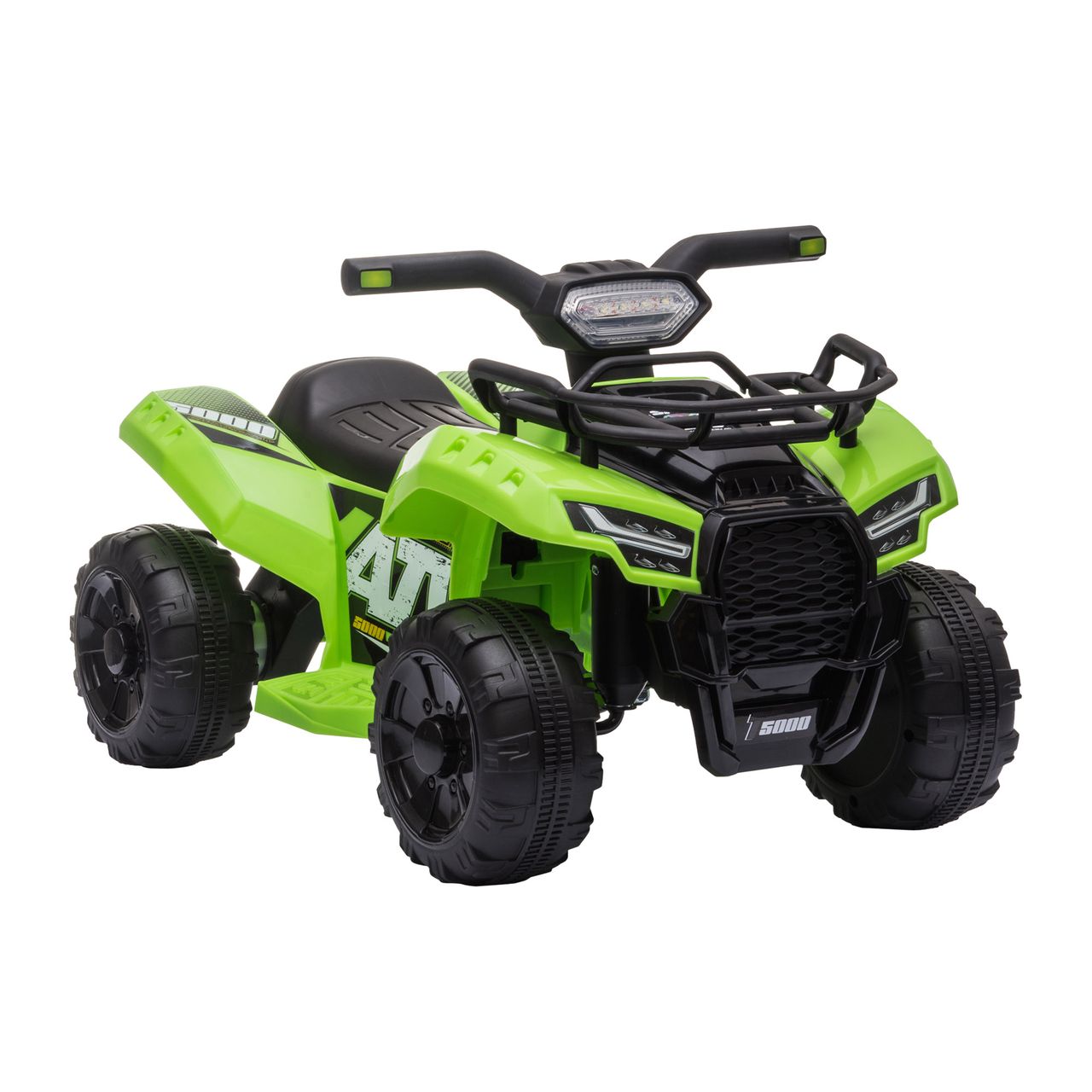 HOMCOM Mini Elektro-Quad Kinder Elektro ATV Kinderwagen LED Frontlicht Kinderfahrzeug Kindermotorrad Elektroquad für 18-36 Monate Kinder Metall PP-Kunststoff Grün 66 x 44 x 42 cm