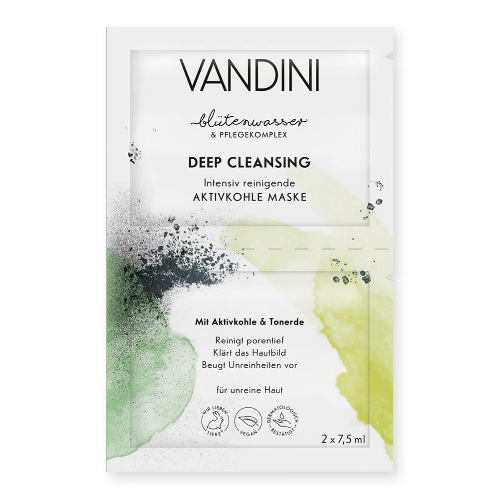 VANDINI Gesichtsmaske reinigende Maske mit Aktivkohle & Tonerde 2er Pack - Reinigungsmaske, 1-tlg.