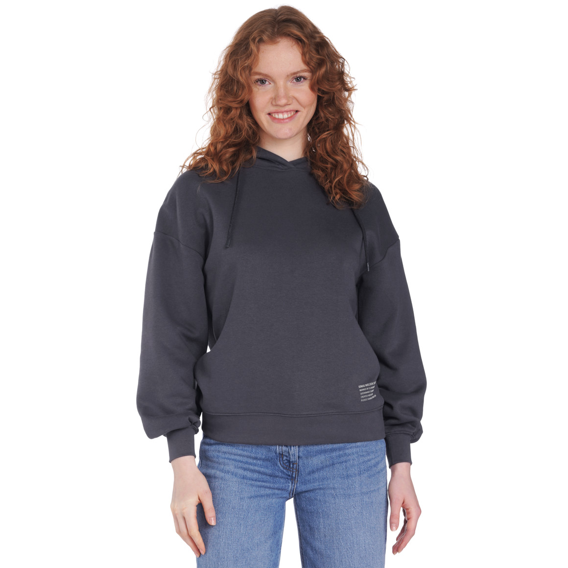 Damen Hoodie mit gummierten Schriftzug