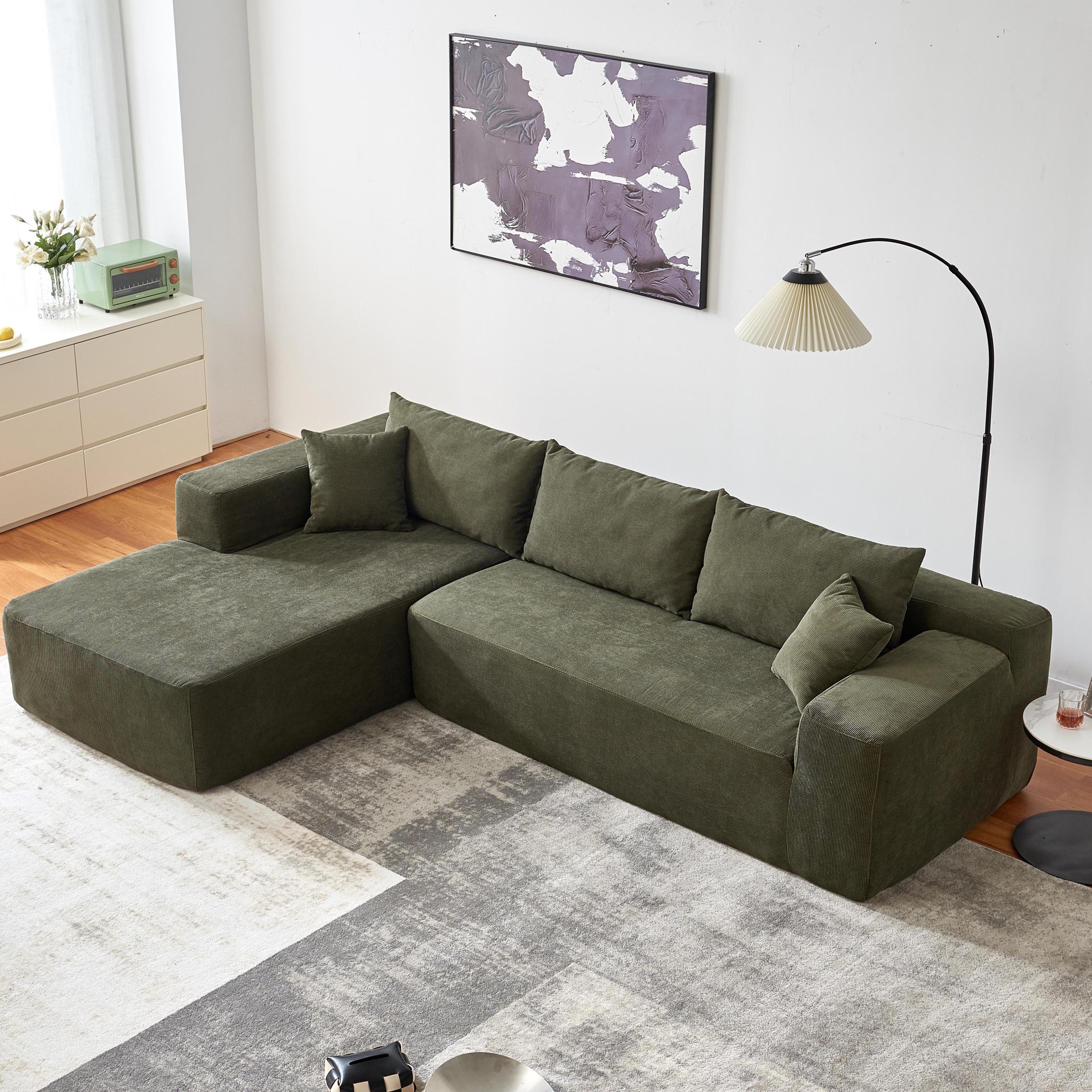OKWISH Ecksofa L-Form Ecksofa Home affaire Ecksofa Chenille mit 5 losen Rückenkissen, Komprimierte Verpackung Gesamtmaße: 104,70 x 68,50 x 29,13 Zoll (L x B x H), 72 Stunden platzieren, um Flauschigkeit wiederherzustellen