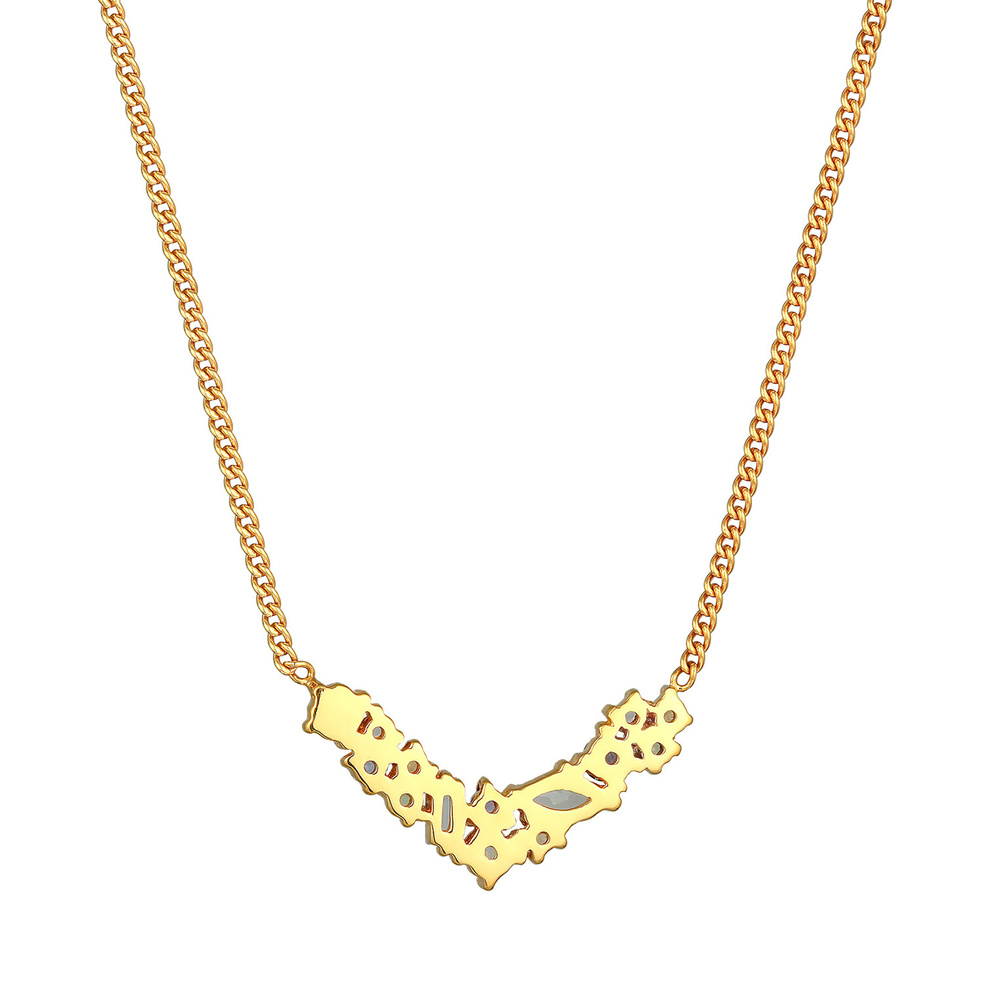 Elli PREMIUM Elli PREMIUM Collier Femmes pendentif forme V géo avec topaze, améthyste et pierr Bijoux