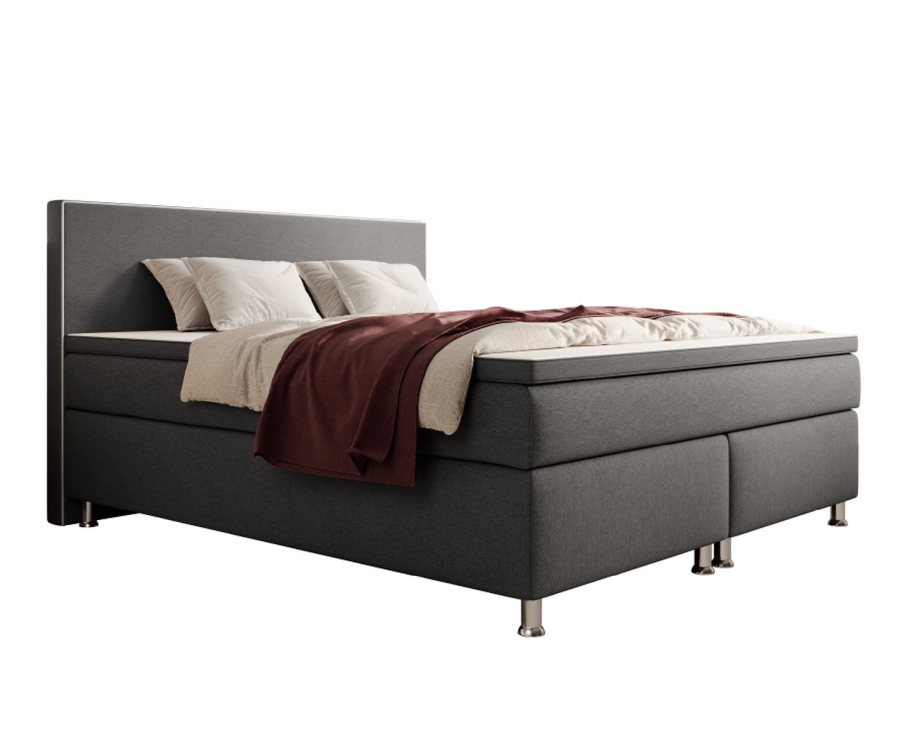 IHG Boxspringbett Gent 180x200cm Taschenfederkern Anthrazit / BEZ176501