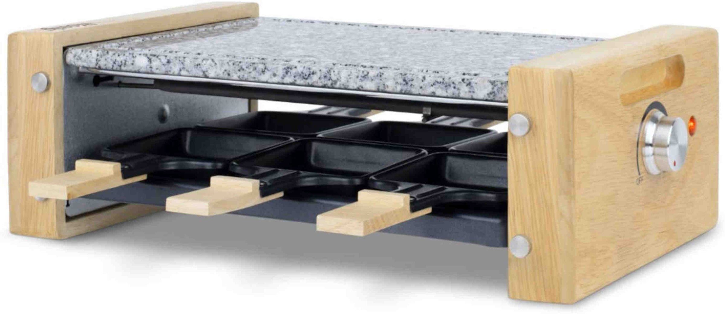 H.Koenig Raclette WOD6 Raclette-Grill für 6 Personen in Holz-Optik, 900 W
