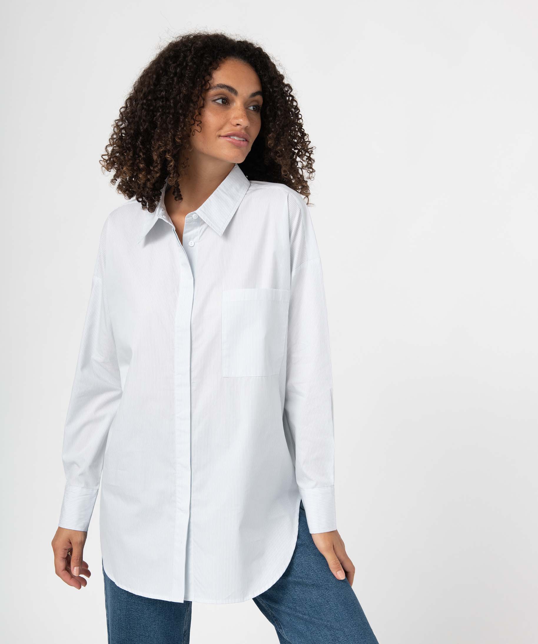 Chemise femme à fines rayures coupe oversize raye | GEMO