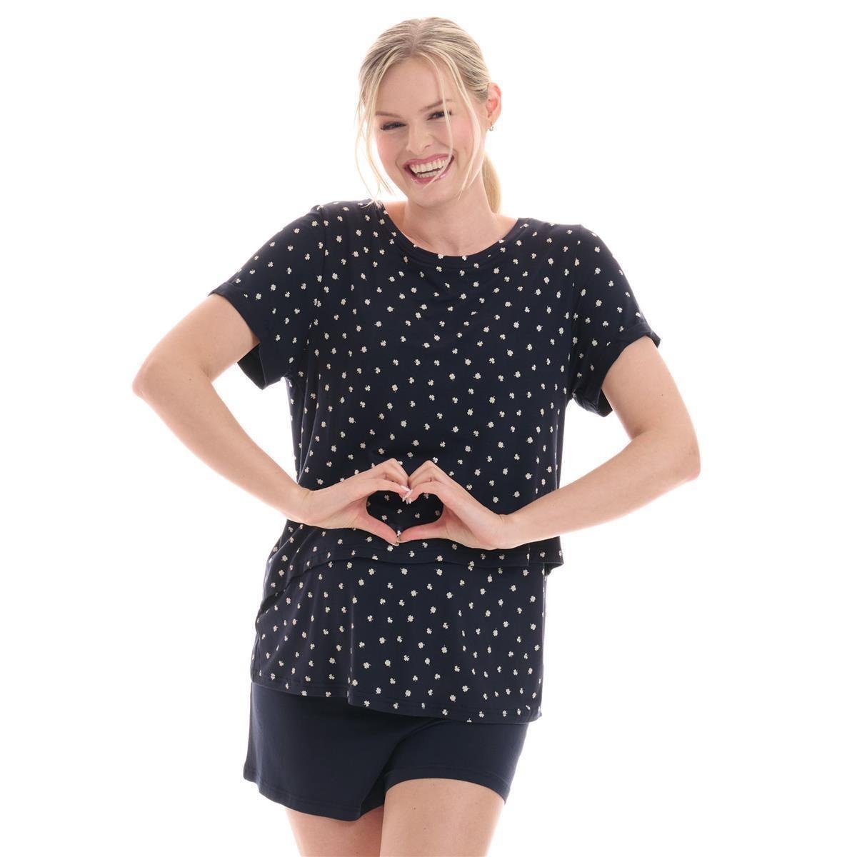 Herzmutter Umstandspyjama Kurzer Stillpyjama - Nachtwäsche-Set - Muster (2 tlg)