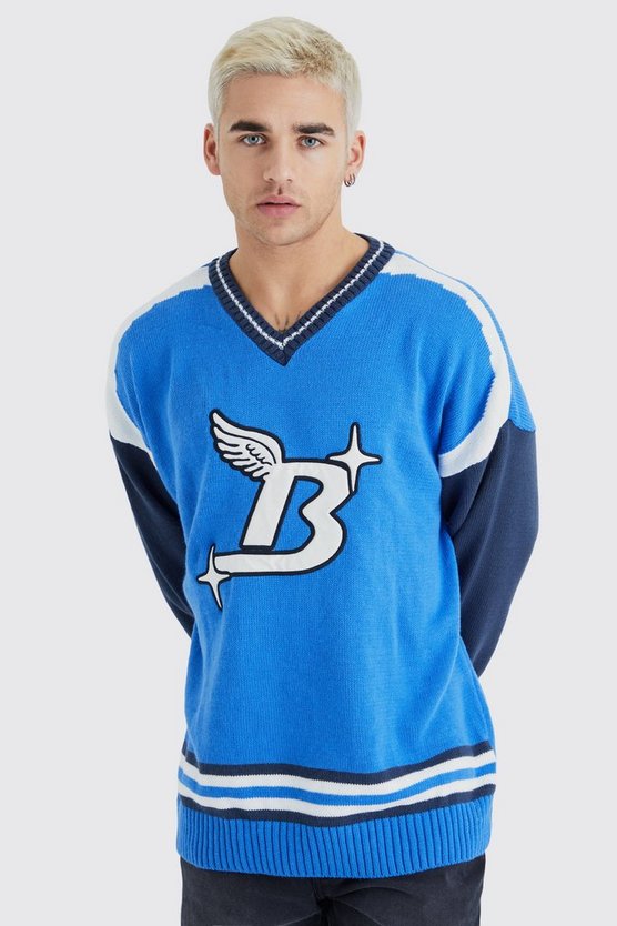Oversize Pullover mit Fußball-Applique