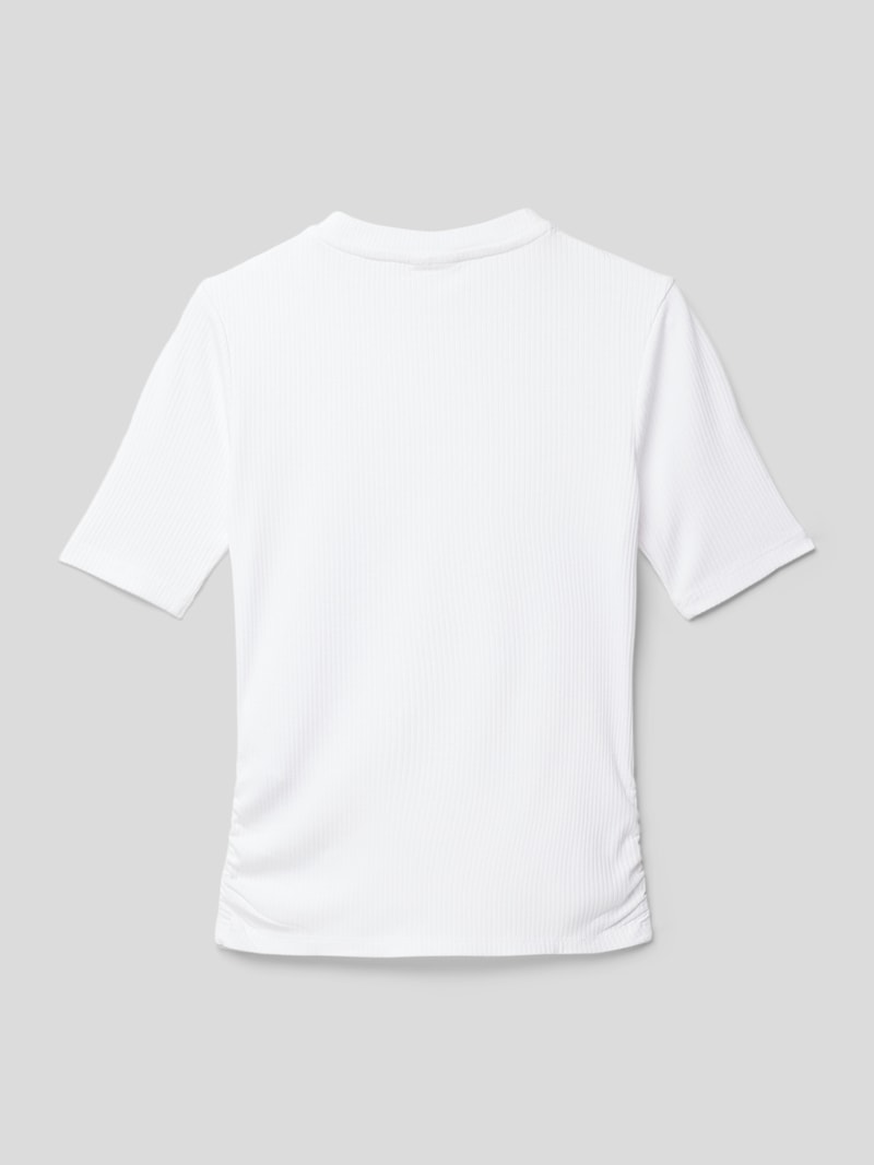 T-Shirt in Feinripp-Optik in weiß
