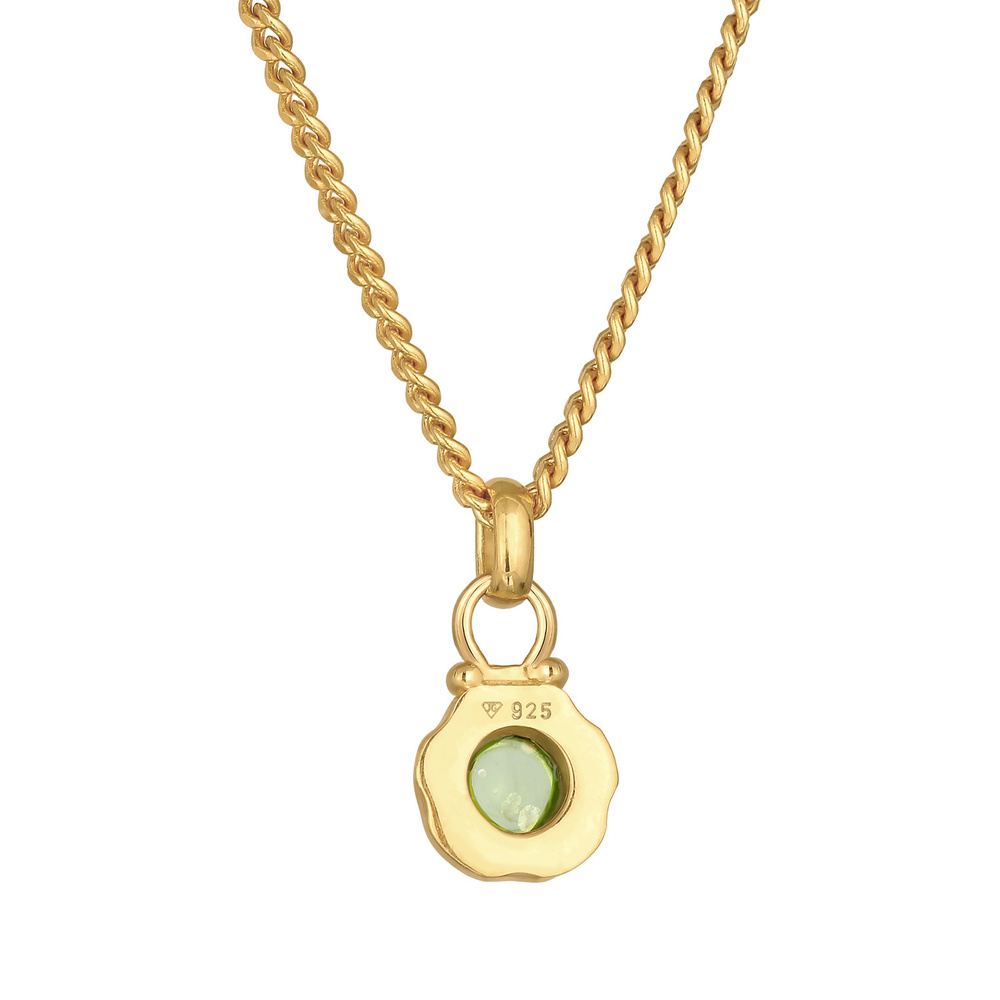 Elli PREMIUM Elli PREMIUM Collier Pendentif Rond Classique pour Femme avec Pierre Péridot en A collier