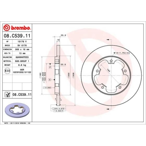 08.C539.11 BREMSSCHEIBE BREMBO HA VP2 - ATU