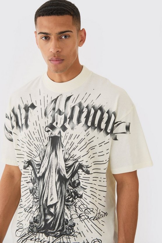 Oversize T-Shirt mit Pour Homme Print