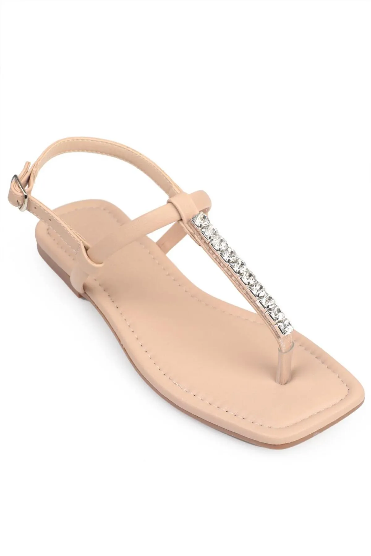 Capone Outfitters  Capone Skin Flip Flops Stein Knöchelriemen flacher Absatz Nude Damen Sandalen