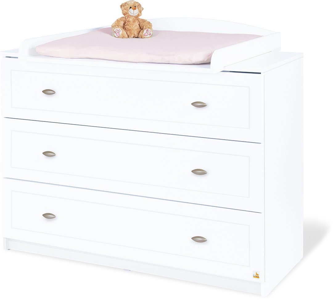 Pinolino® Babyzimmer-Komplettset Laura, breit groß, (Set, 3-St., Kinderbett, Schrank, Wickelkommode), mit Kinderbett, 3-trg. Schrank und breiter Wickelkommode