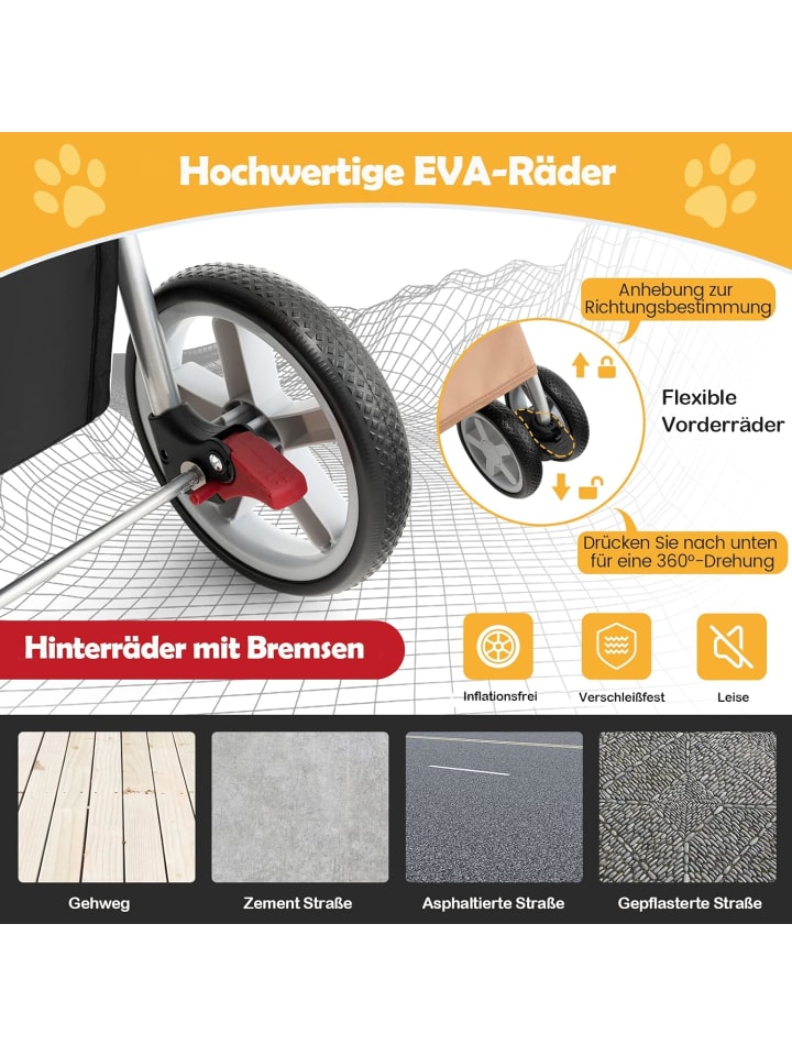 COSTWAY Hundewagen in Beige günstig kaufen 81 cm