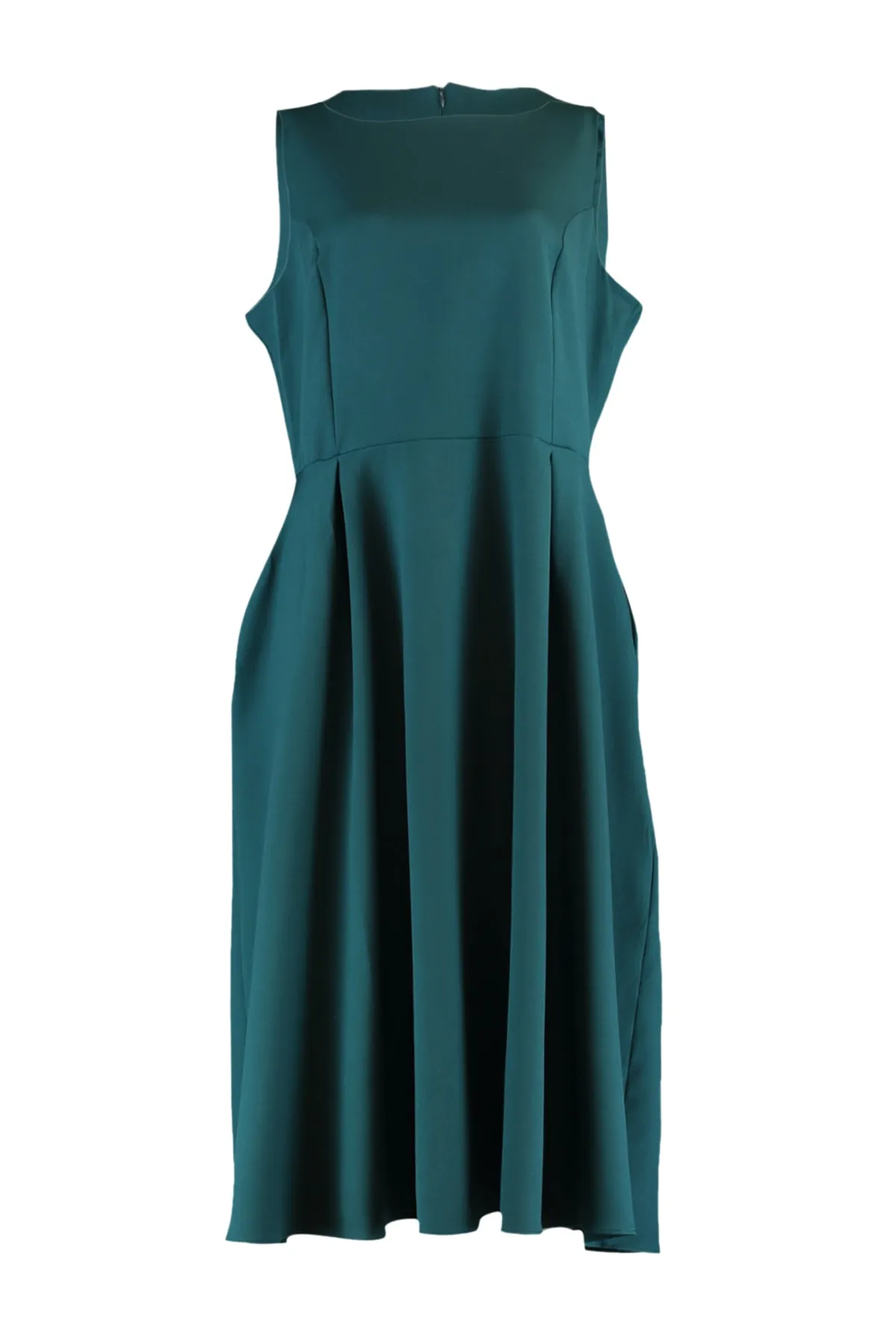 Trendyol Curve  Petrolblaues A-Linien-Kleid mit gewebten Taschen und Details TBBSS22EL1598