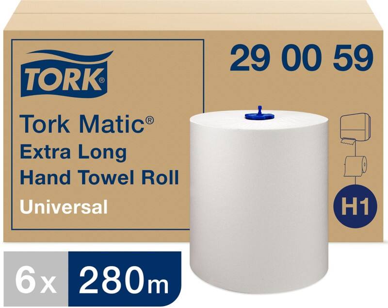 Tork Falthandtücher H1 Ohne Falzung Weiß 1-lagig 290059 6 Rollen à 280 m