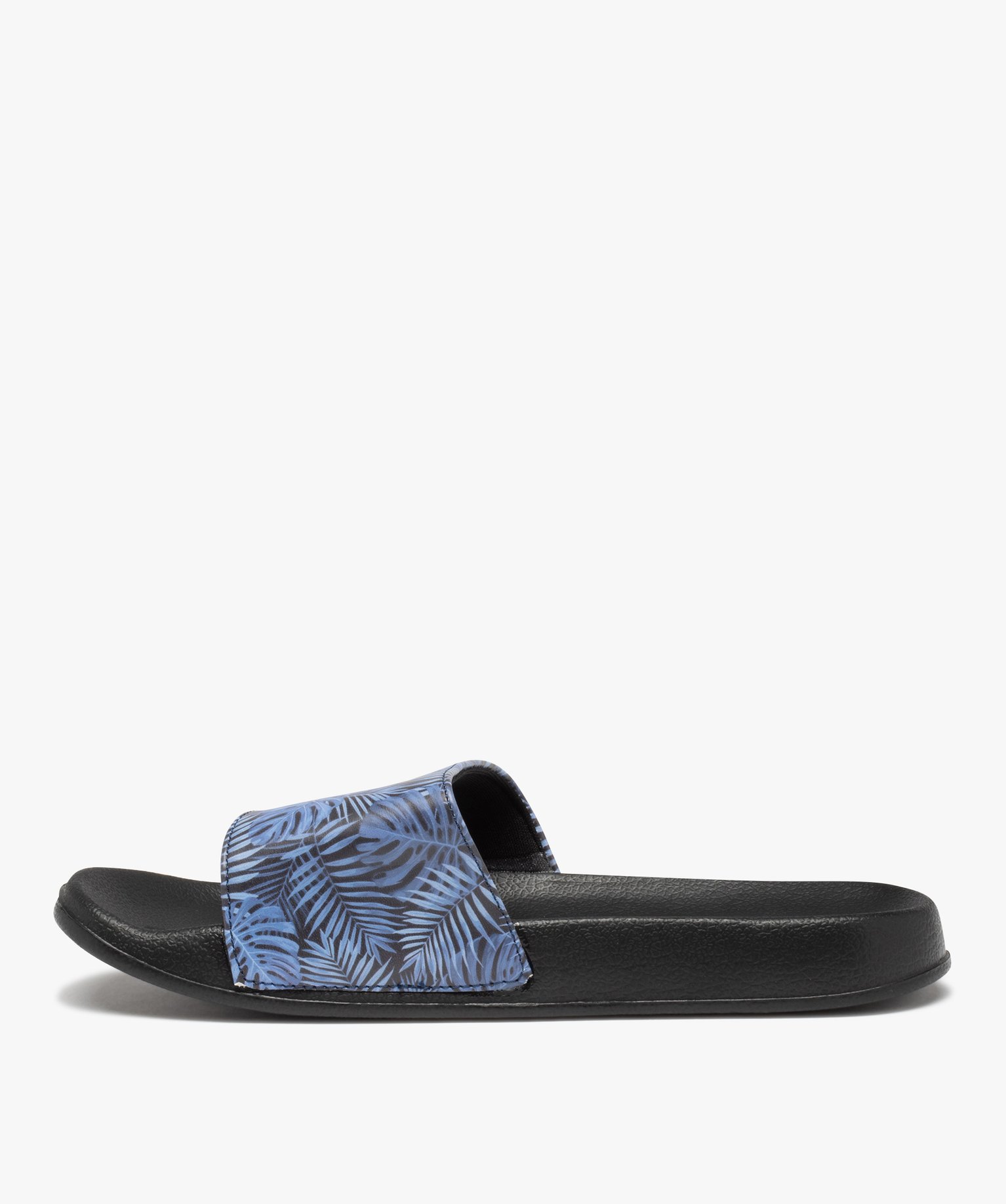 Mules de piscine homme imprimées feuilles bleu | GEMO