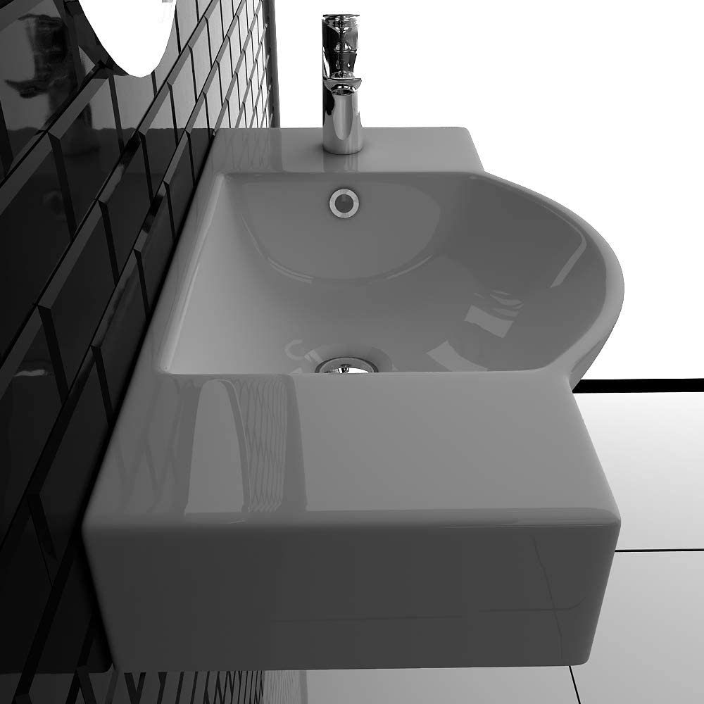 Alpenberger Waschbecken Alpenberger Keramikbecken mit integriertem Überlaufschutz (Komplett-Set, 1-St., 1xKeramikbecken (OHNE Armatur, Ablaufventil oder Siphon)