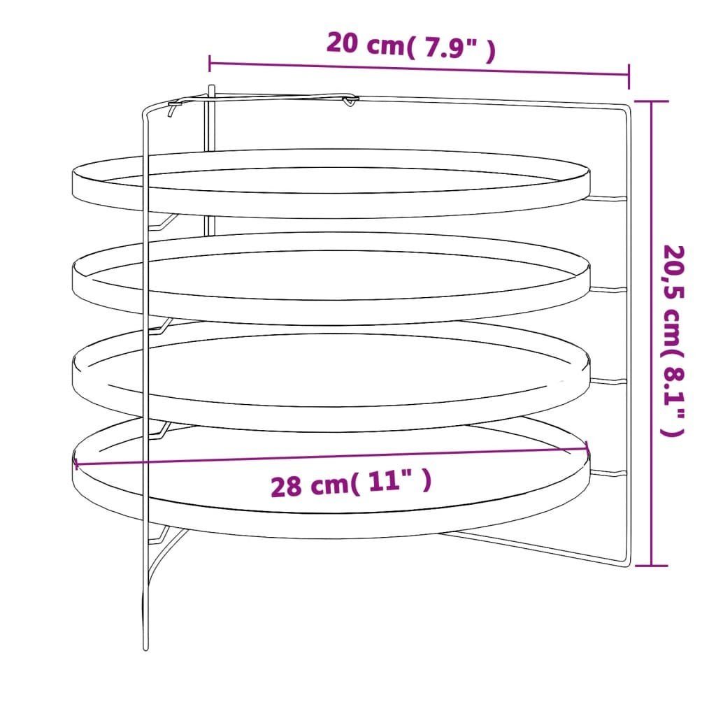 vidaXL Pizzablech Pizzableche 4 Stk. mit Gestell Ø 28 cm Stahl, Stahl