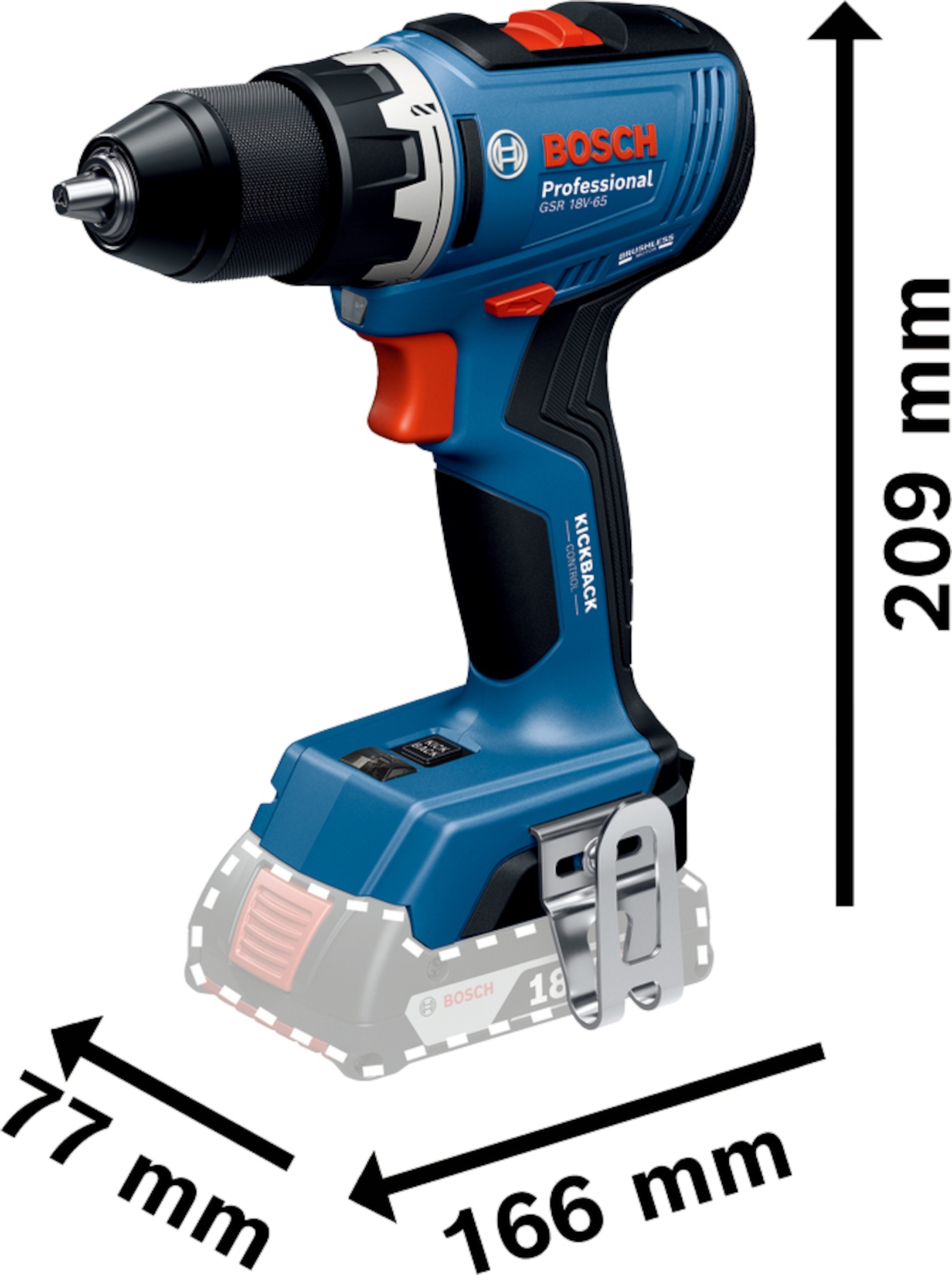Furadeira sem fio Bosch Blue 06019N3200 GSR 18V-65 (sem baterias e carregador na caixa)