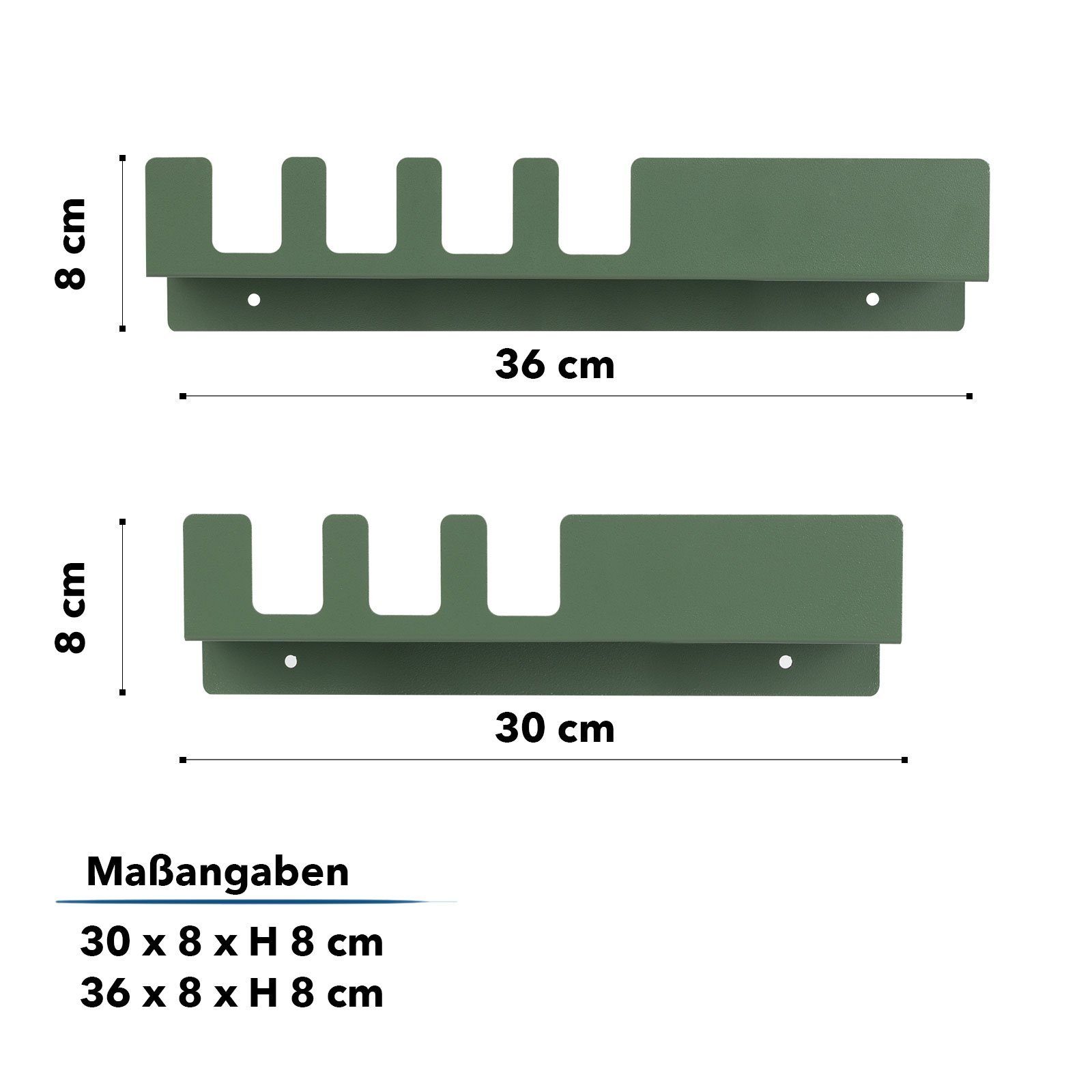Floordirekt Wandregal Metall, Wohndekoration aus Paulowniaholz, Wandregal