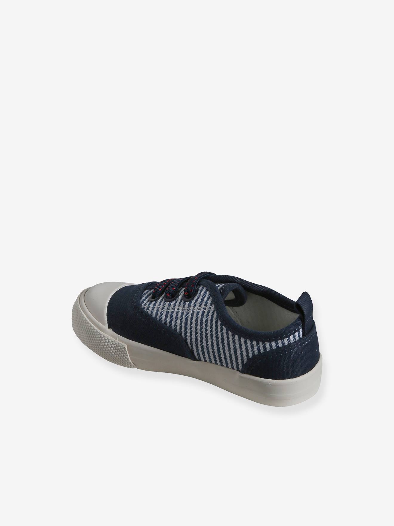 Vertbaudet Baby Stoffschuhe mit elastischer Schnürung - blau gestreift
