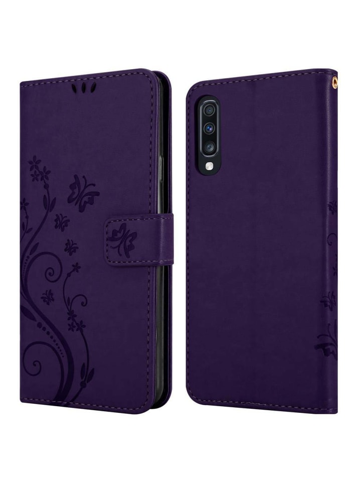 cadorabo Hülle für Samsung Galaxy A70 / A70s Blumen Design in FLORAL DUNKEL LILA günstig kaufen onesize