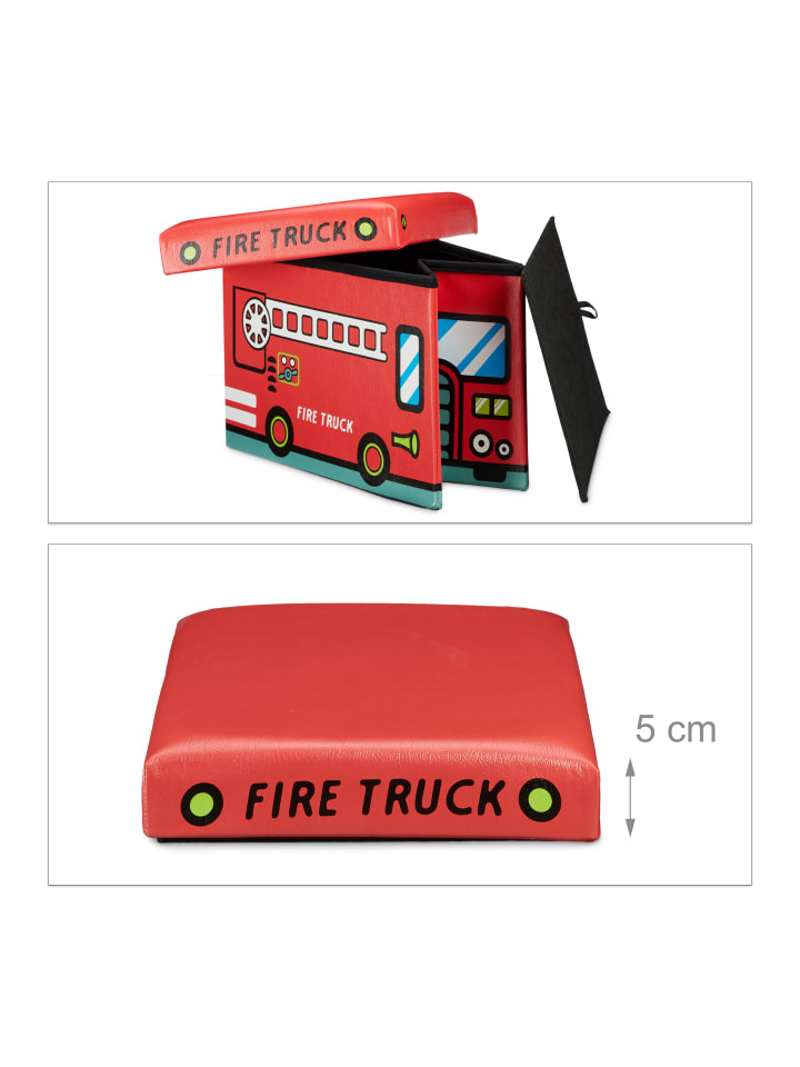 relaxdays Spielzeugkiste Feuerwehr in Rot - (B)48 x (H)32 x (T)32 cm günstig kaufen onesize