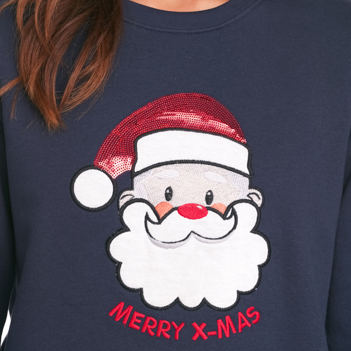 Damen Weihnachtssweatshirt mit Applikation dunkelblau