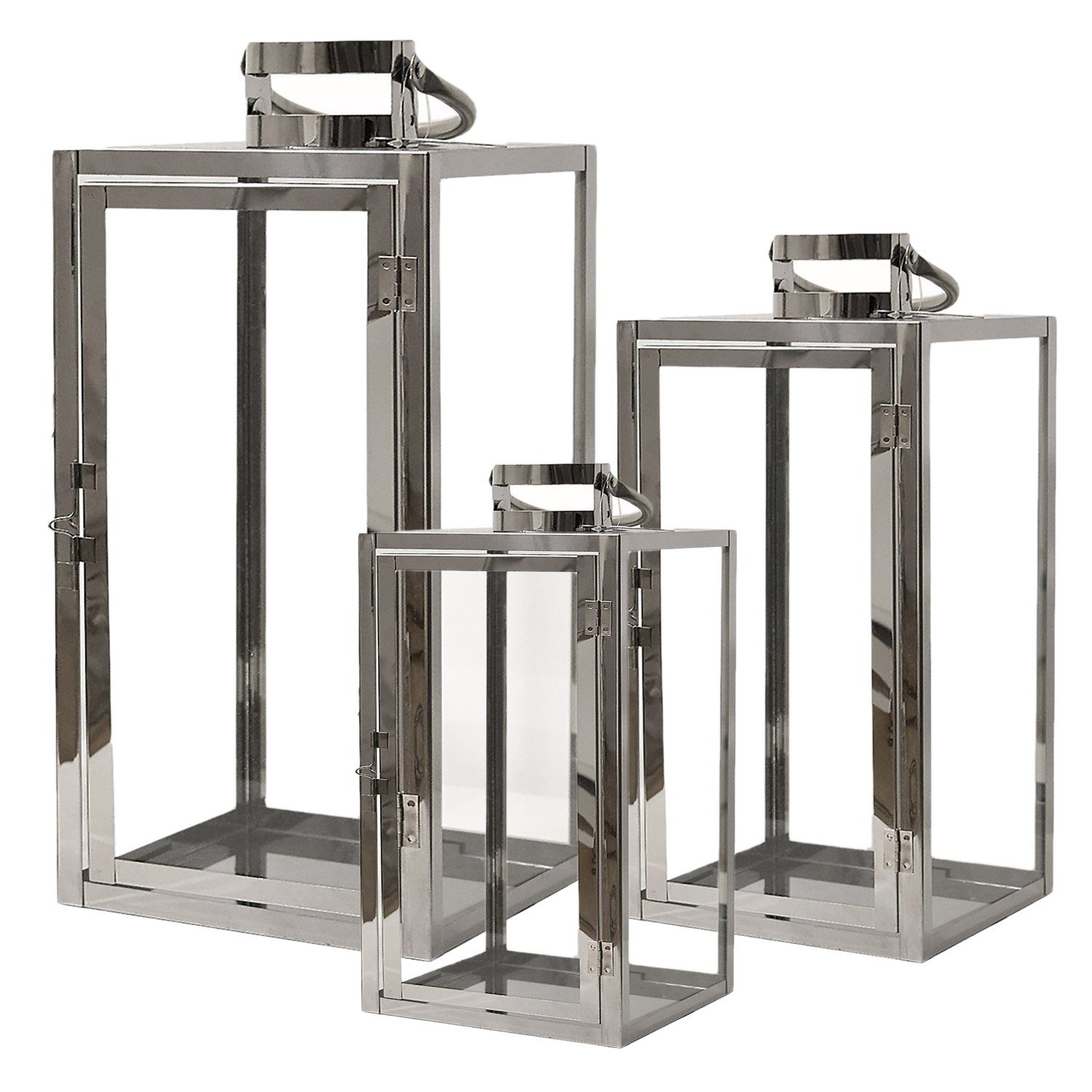 Mojawo Laterne XL Edelstahl Laternen 3er Set