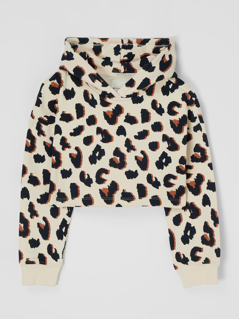 Cropped Hoodie mit überschnittenen Schultern in camel