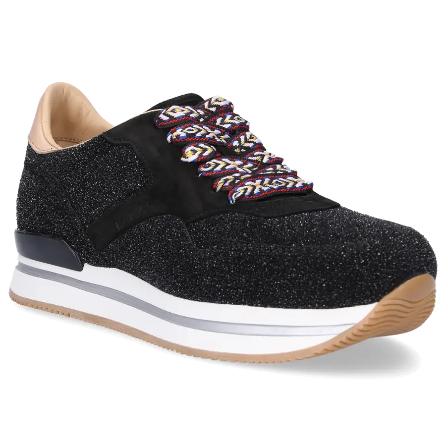 Hogan - Sneaker low H222 Kalbsleder Glitzer schwarz - schwarz