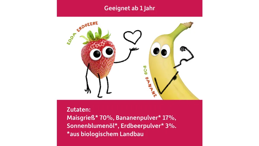 Freche Freunde Bio Knusper-Herzchen Banane & Erdbeere 30 g