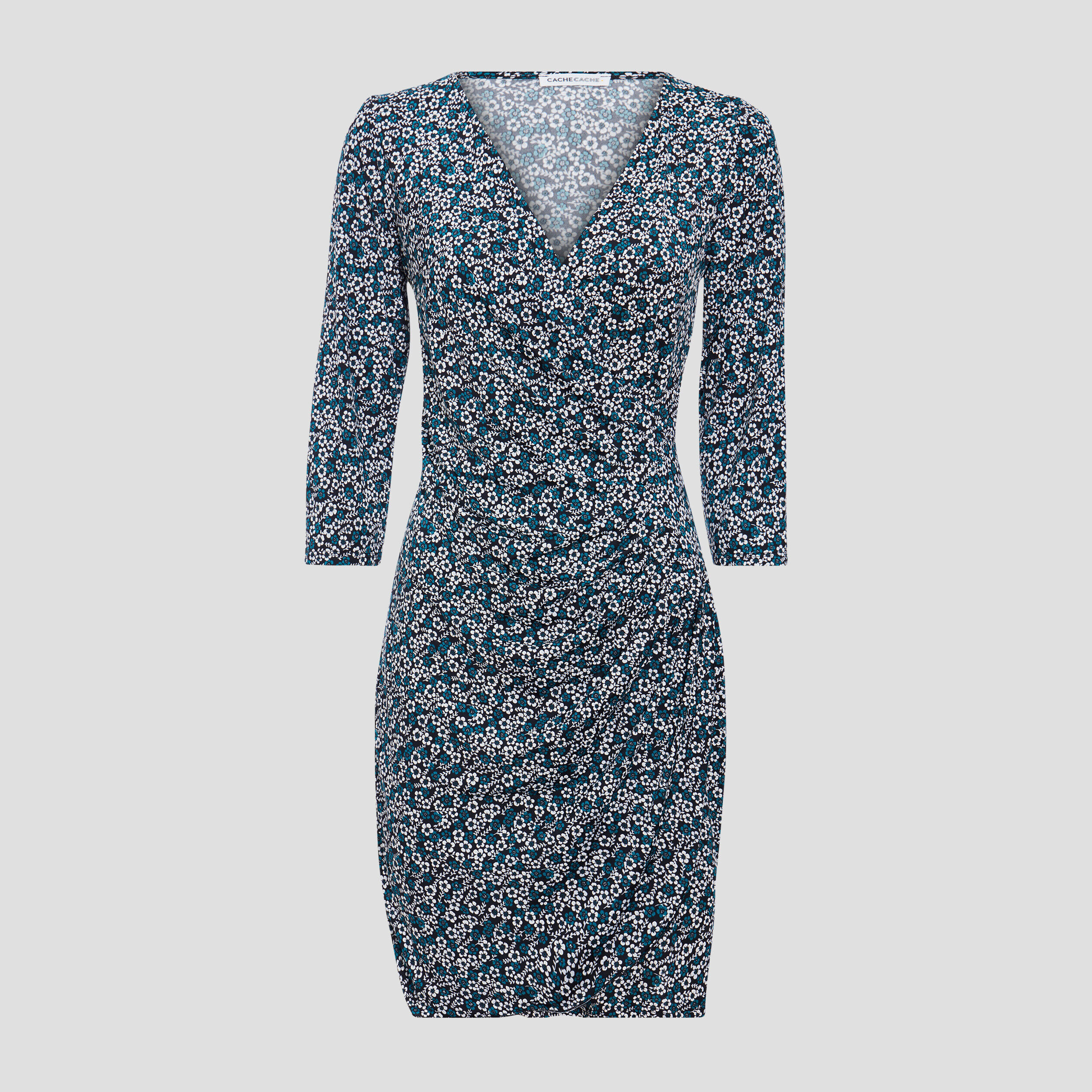 Robe moulante manches 3/4 noir femme | Cache Cache