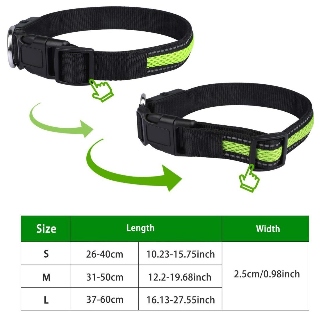 Ciskotu Hunde-Halsband Leuchthalsband Hunde Aufladbar,Hundehalsband Leuchtend Wasserdicht, mit 3 Beleuchtungsmodi, Verstellbare LED Halsband