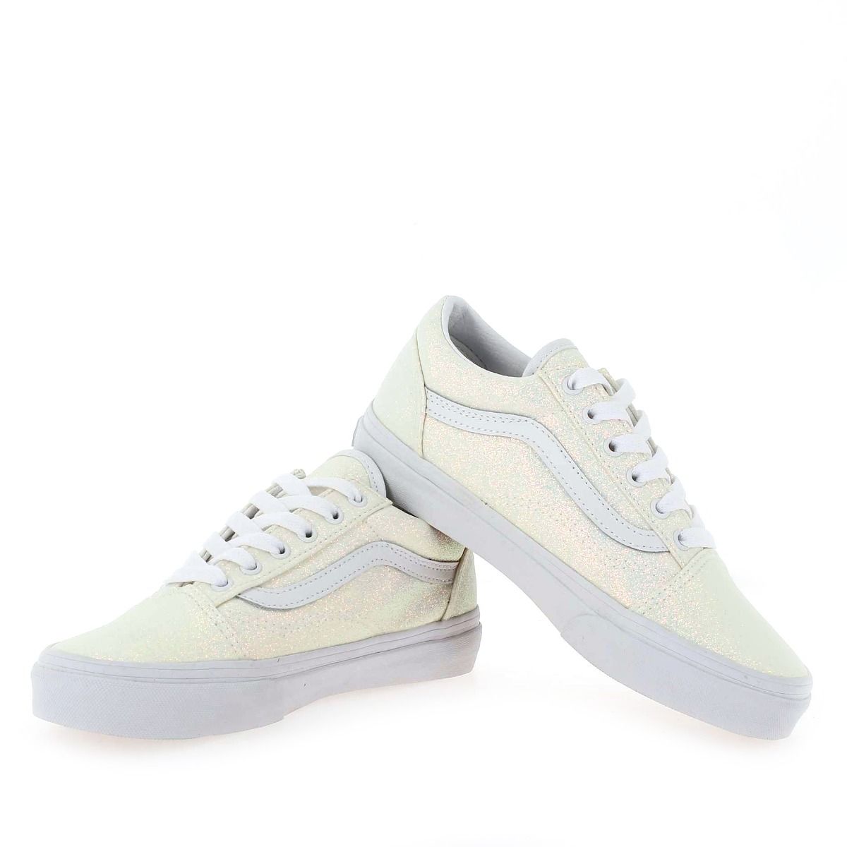 Vans  OLD SKOOL GLITTER WHITE - Blanc pailleté