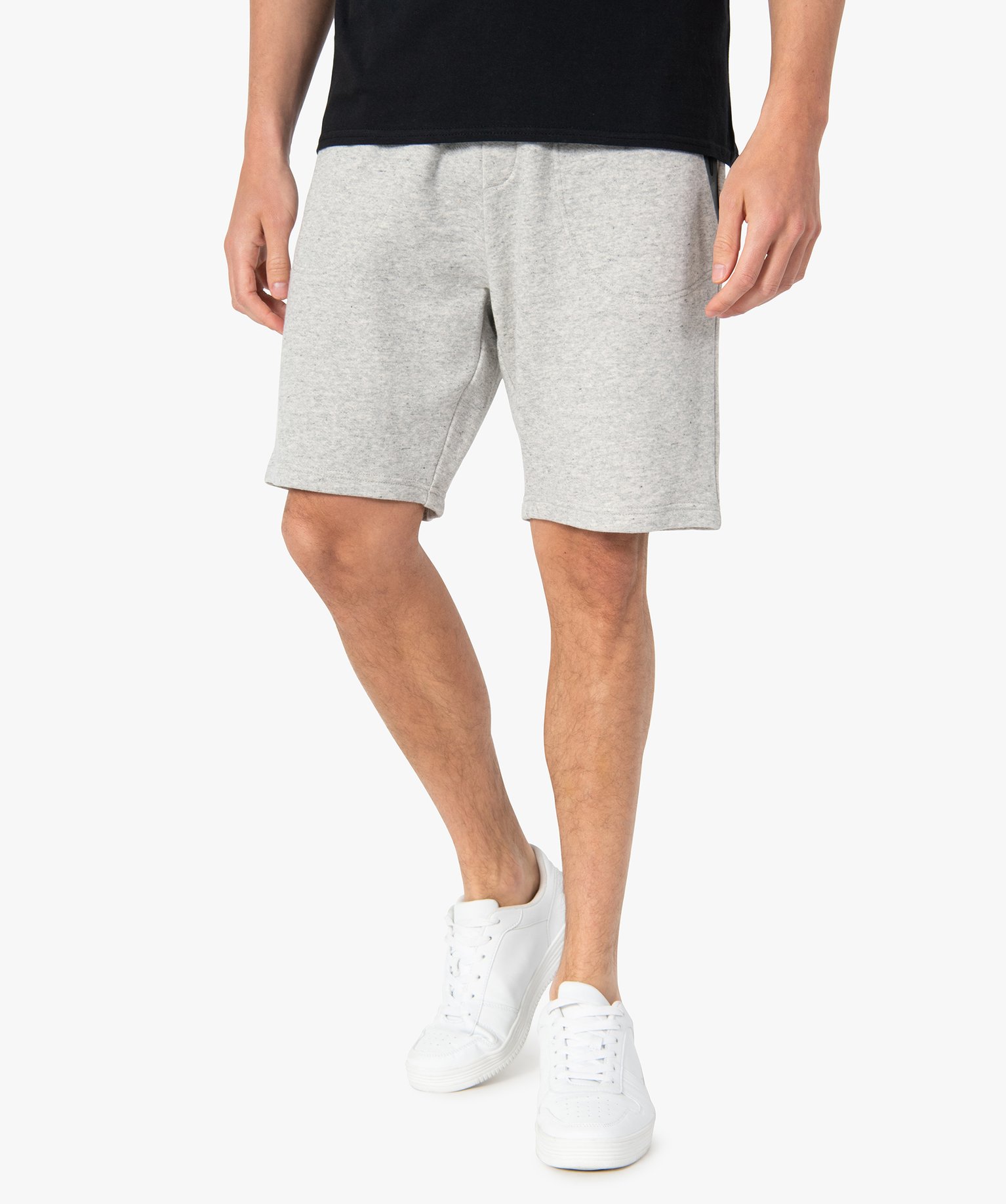 Bermuda homme en maille chinée avec poches zippées gris clair | GEMO