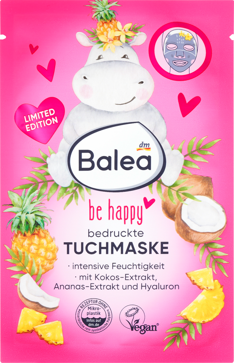 bedruckte Tuchmaske Nilpferd, 1 St