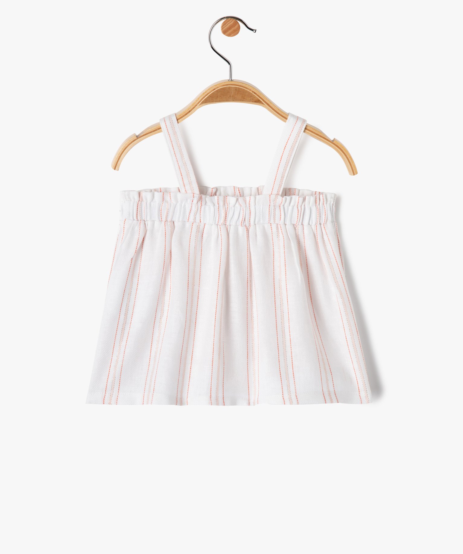 Blouse bébé fille à bretelles et rayures blanc | GEMO
