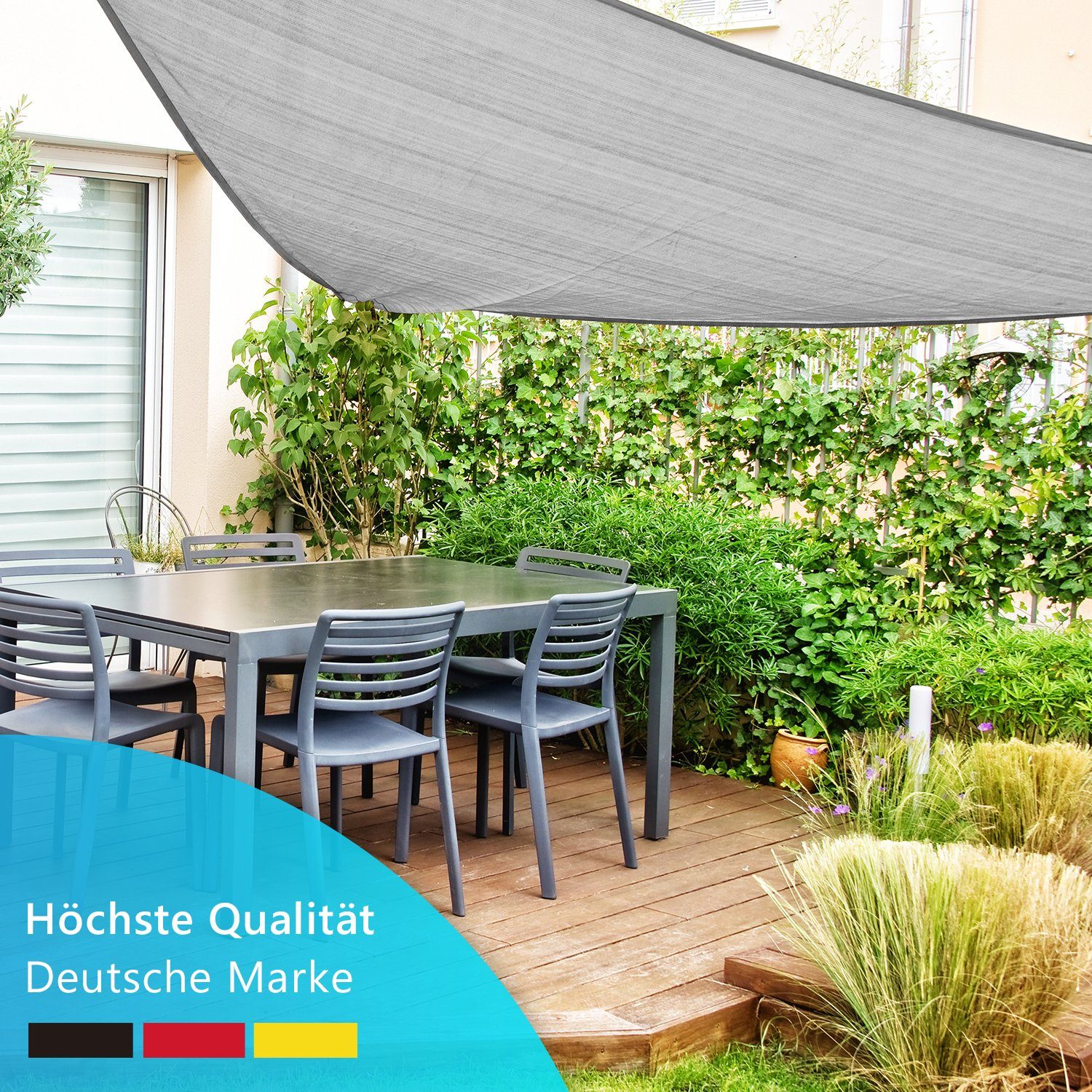 NYVI Sonnensegel Sonnensegel NYVISun - 90% UV-Schutz, wasserdichtes Polyester Gewebe, (1-tlg), Dreieck Dreieckig, Sonnenschutz für Balkon Garten Terrasse Wohnwagen